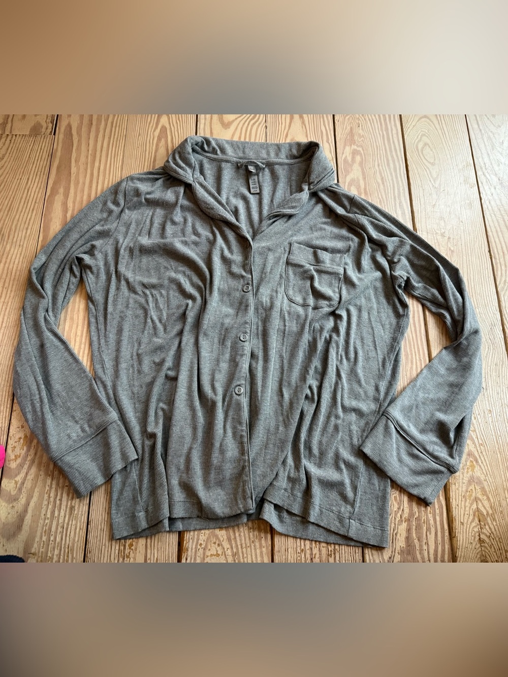SKIMS Ribbed Long Sleeve Sleep Top size L